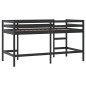 Lit mezzanine d enfants sans matelas avec échelle noir 90x190cm