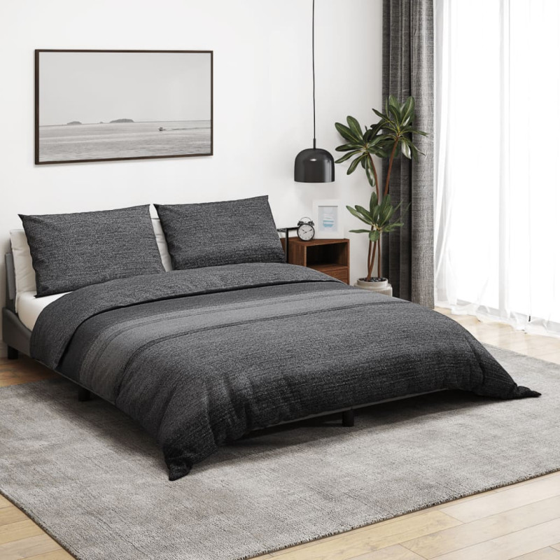 Ensemble de housse de couette gris foncé 200x220 cm Coton