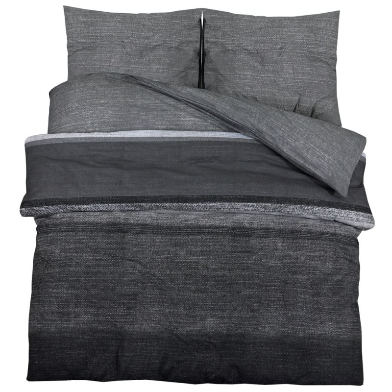 Ensemble de housse de couette gris foncé 200x220 cm Coton