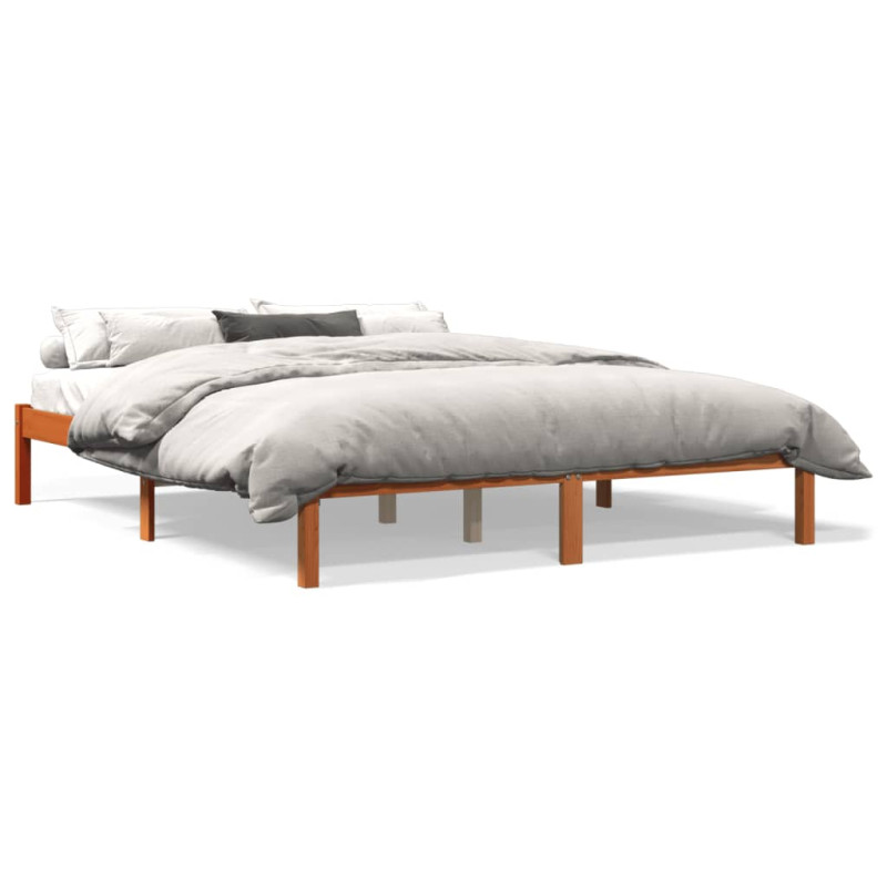 Cadre de lit sans matelas cire marron 160x200cm bois pin massif