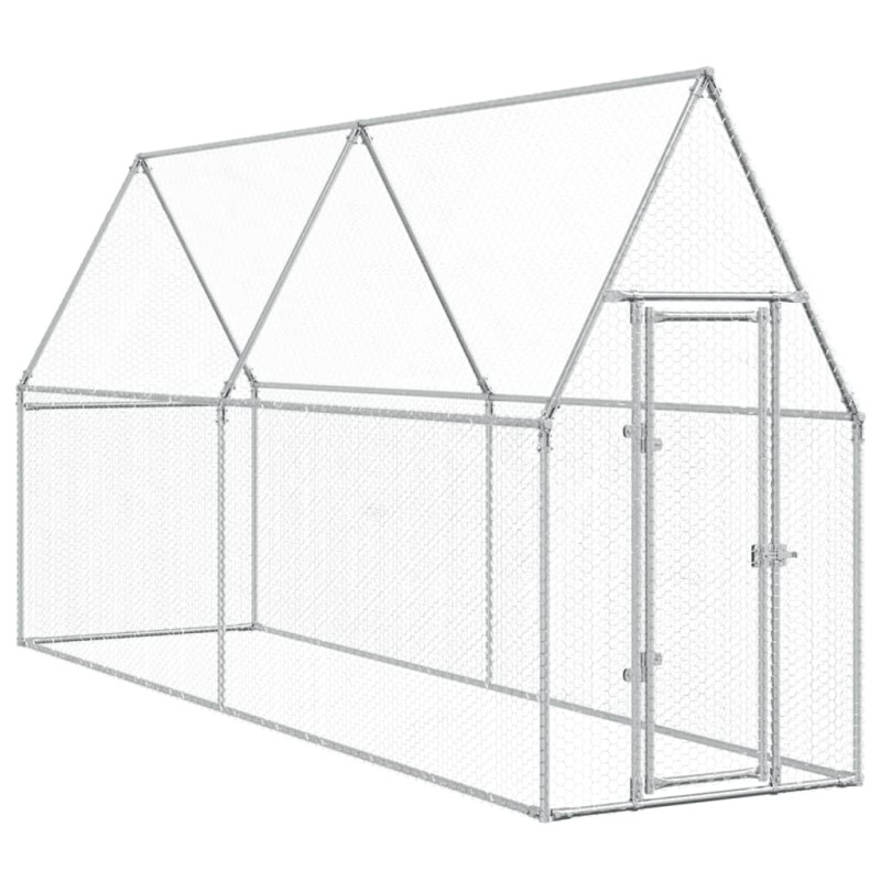 Cage pour poules argenté 400x100x190 cm acier galvanisé