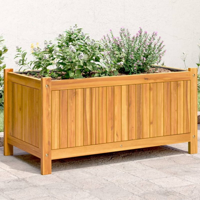 Jardinière avec doublure 80x42x40 cm bois massif d acacia