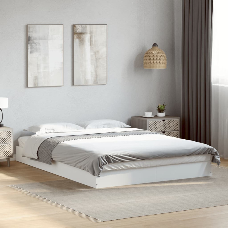 Cadre de lit sans matelas blanc 140x190 cm bois d ingénierie