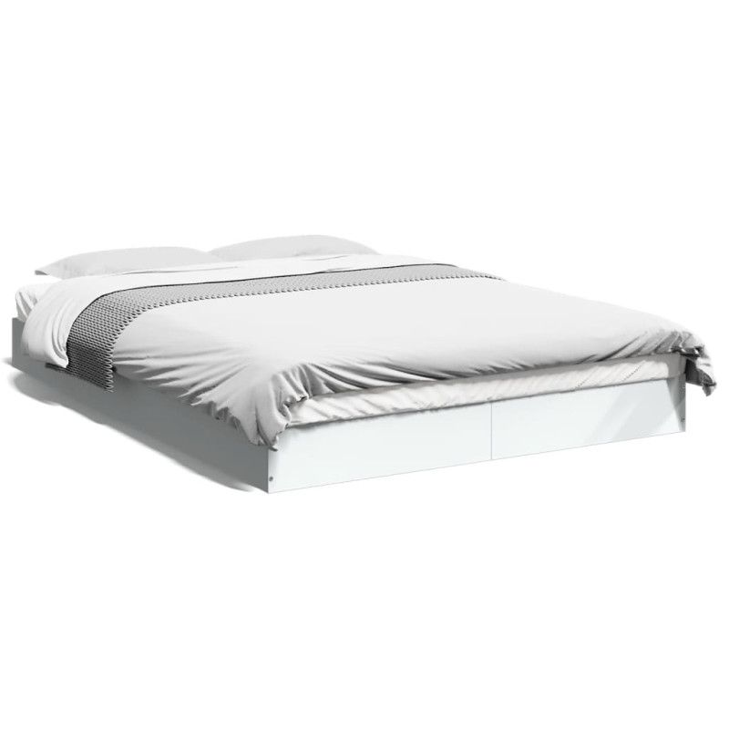 Cadre de lit sans matelas blanc 140x190 cm bois d ingénierie