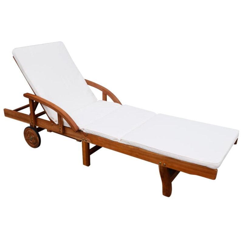 Chaise longue avec coussin Bois d acacia solide