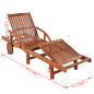 Chaise longue avec coussin Bois d acacia solide