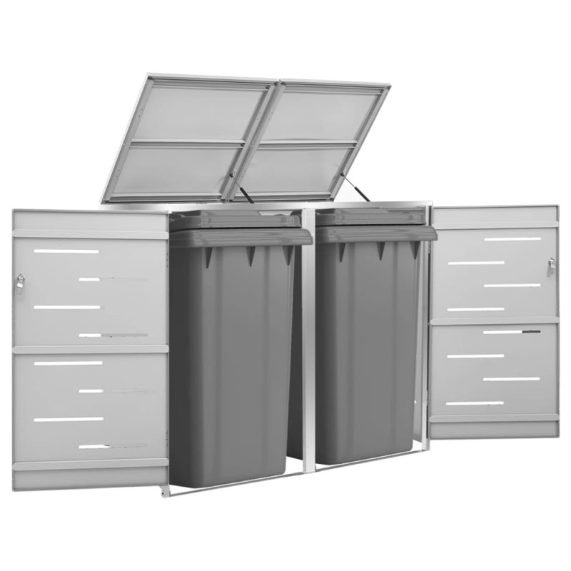 Abri pour deux poubelles 138x77,5x112,5 cm Inox