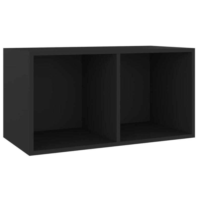 Boîte de rangement de vinyles Noir 71x34x36cm Bois d ingénierie