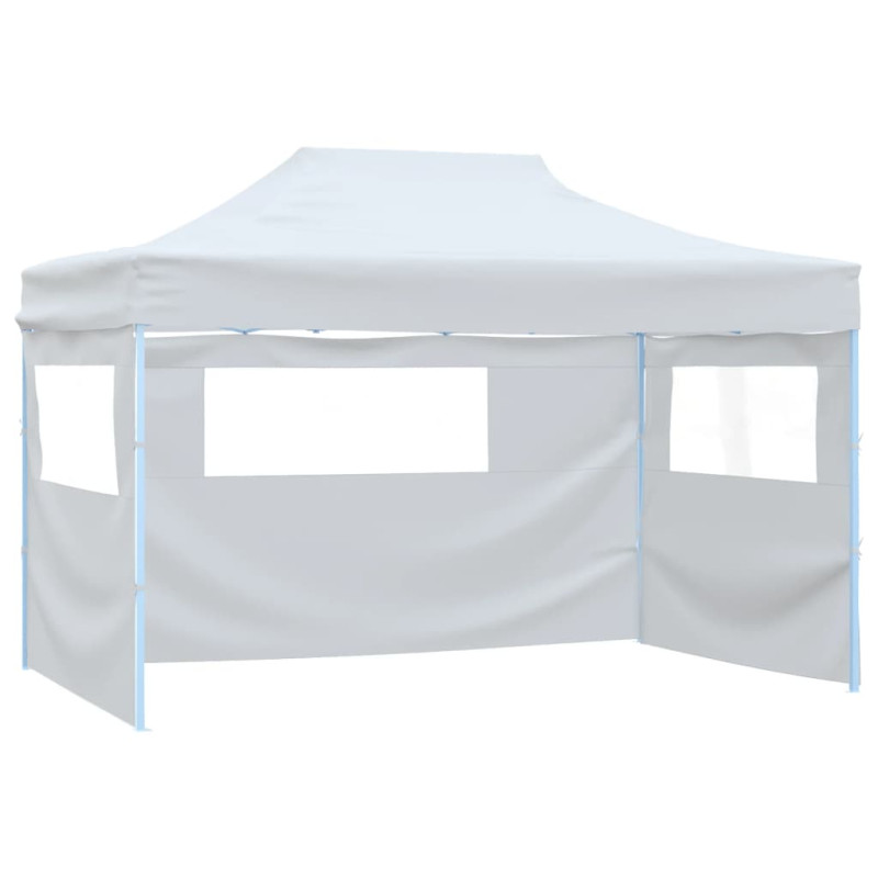 Tente de réception pliable avec 3 parois 3x4 m Acier Blanc