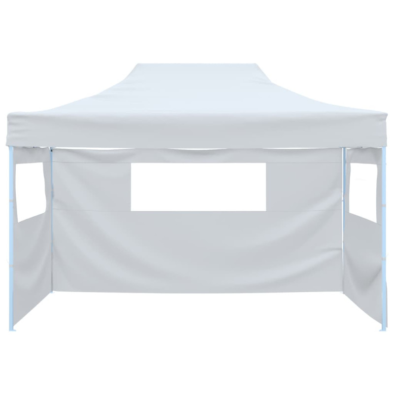 Tente de réception pliable avec 3 parois 3x4 m Acier Blanc