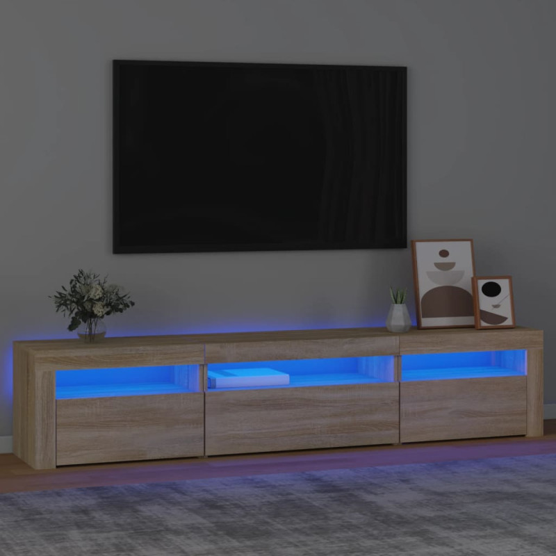 Meuble TV avec lumières LED Chêne sonoma 195x35x40 cm