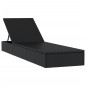 Chaise longue 1 pc avec coussin noir 201x55x62cm résine tressée