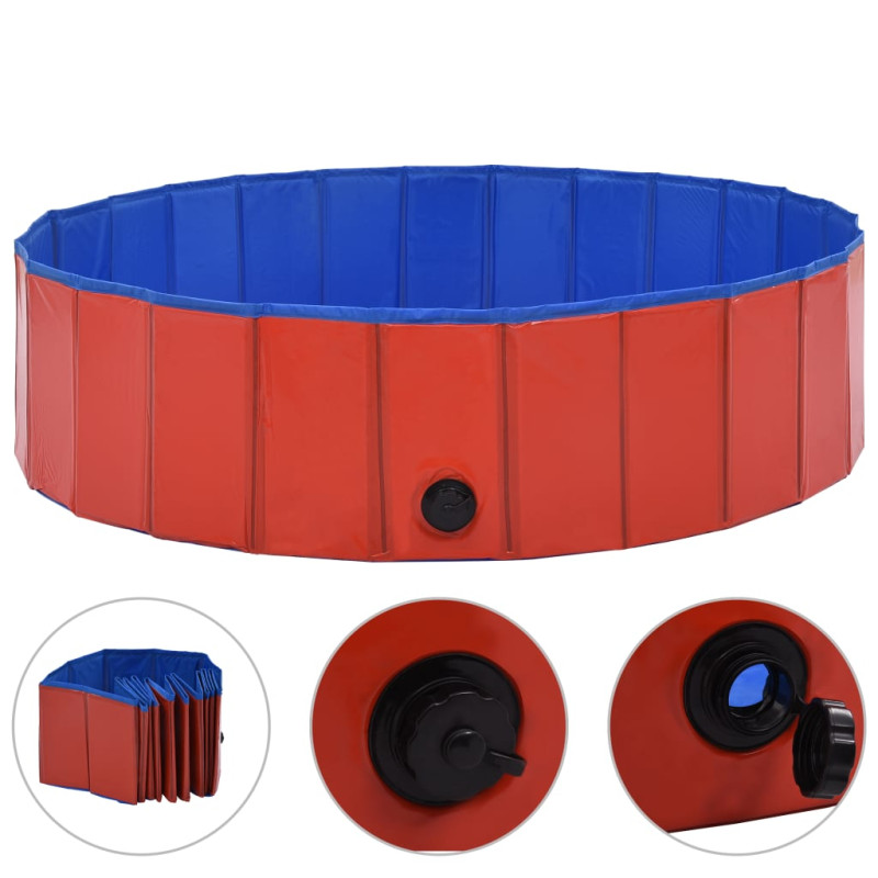 Piscine pliable pour chiens Rouge 120x30 cm PVC