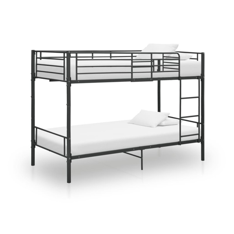 Lit superposé sans matelas noir métal 90x200 cm