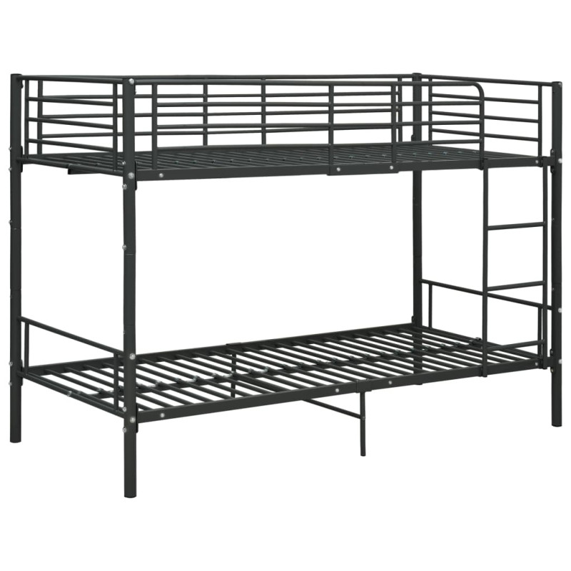 Lit superposé sans matelas noir métal 90x200 cm