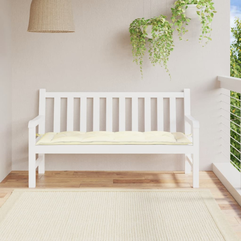 Coussin de banc de jardin blanc crème 150x50x7 cm tissu oxford