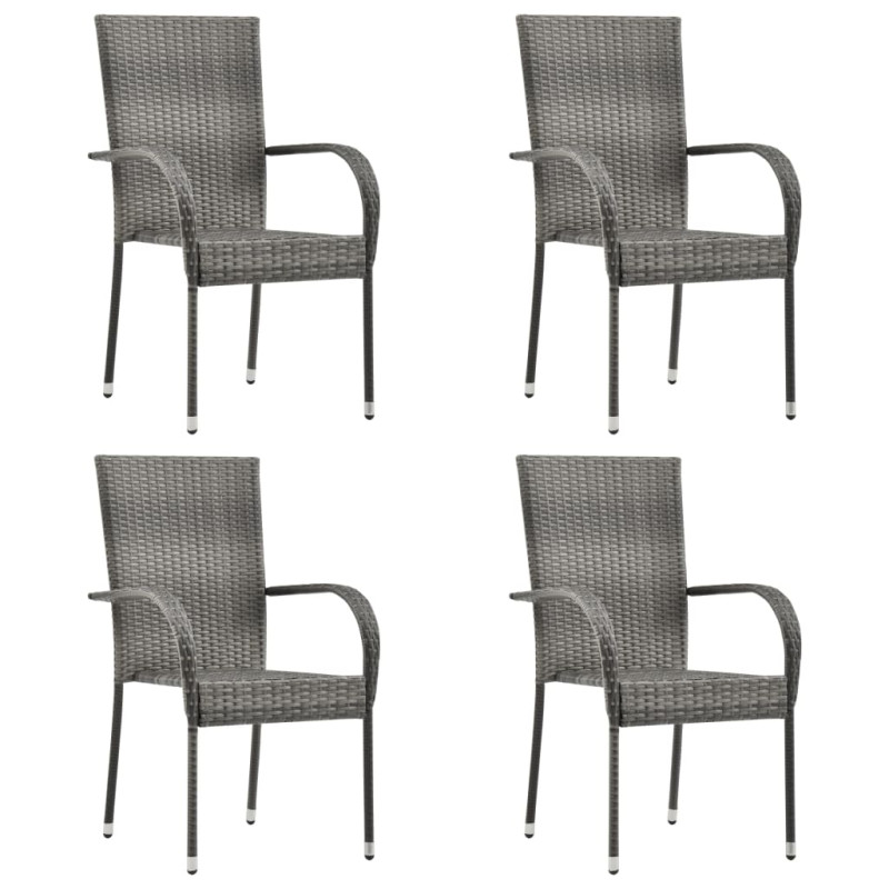 Chaises empilables d extérieur lot de 4 Gris Résine tressée