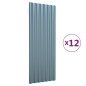 Panneaux de toiture 12 pcs Acier enduit de poudre Gris 100x36cm