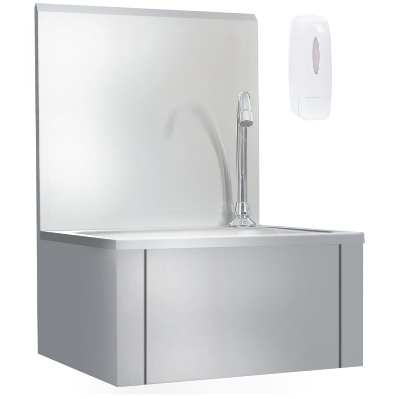 Lavabo de lavage avec robinet et distributeur de savon Inox