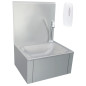 Lavabo de lavage avec robinet et distributeur de savon Inox