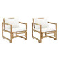 Chaises de jardin lot de 2 avec coussins et oreillers Bambou