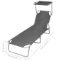 Chaise longue pliable avec dossier réglable Gris