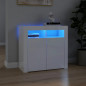 Buffet avec lumières LED blanc brillant 80x35x75 cm