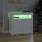 Buffet avec lumières LED blanc brillant 80x35x75 cm