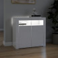 Buffet avec lumières LED blanc brillant 80x35x75 cm