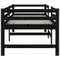 Lit mi haut sans matelas noir bois de pin massif 90x200 cm