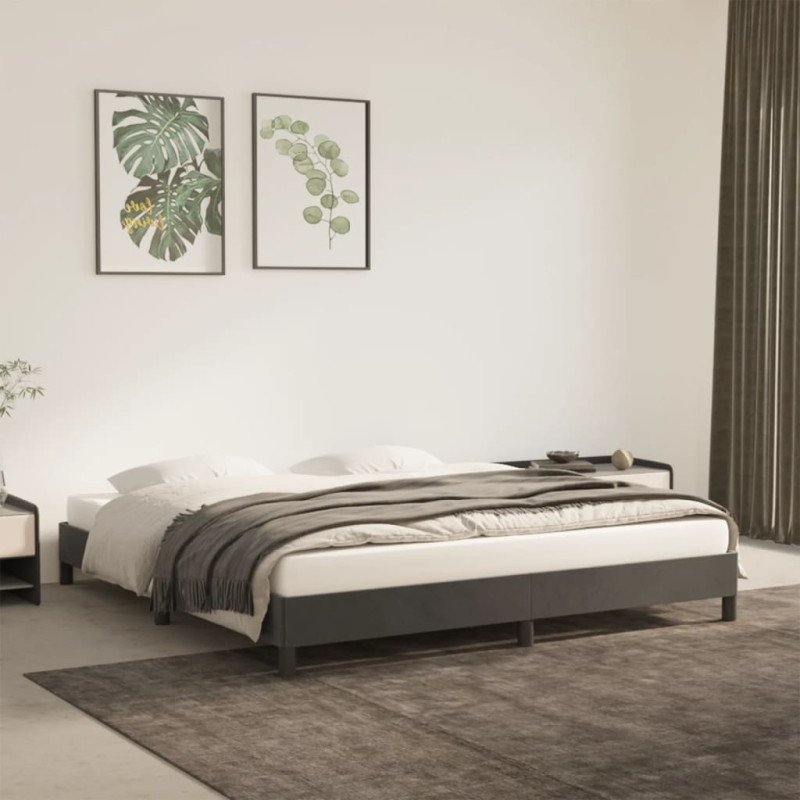 Cadre de lit sans matelas gris foncé 180x200 cm velours