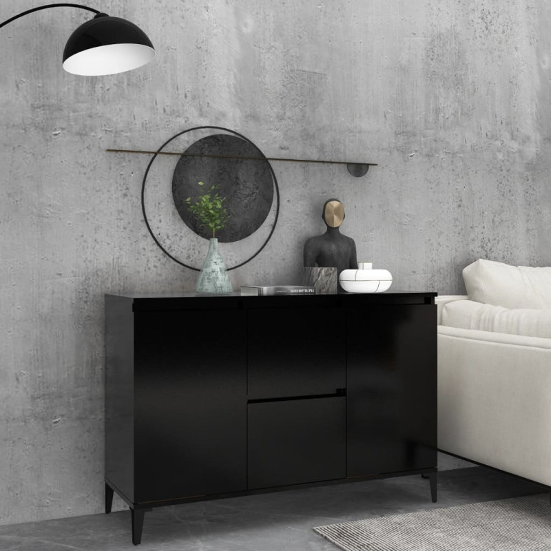 Buffet noir 104x35x70 cm bois d’ingénierie