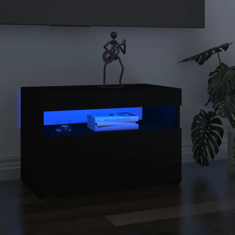 Meuble TV avec lumières LED noir 60x35x40 cm