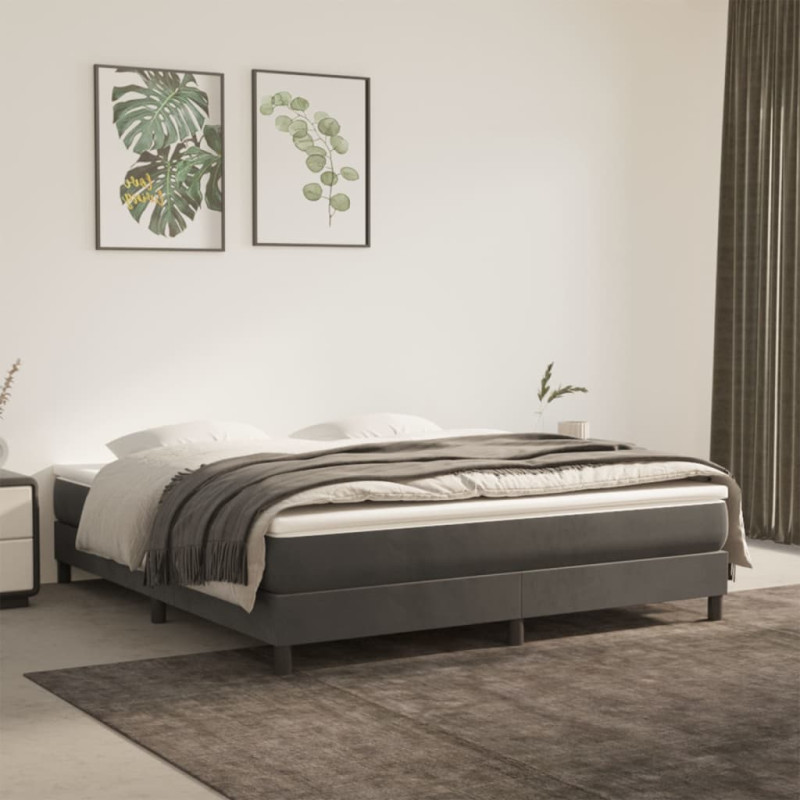 Cadre de lit sans matelas gris foncé 180x200 cm velours