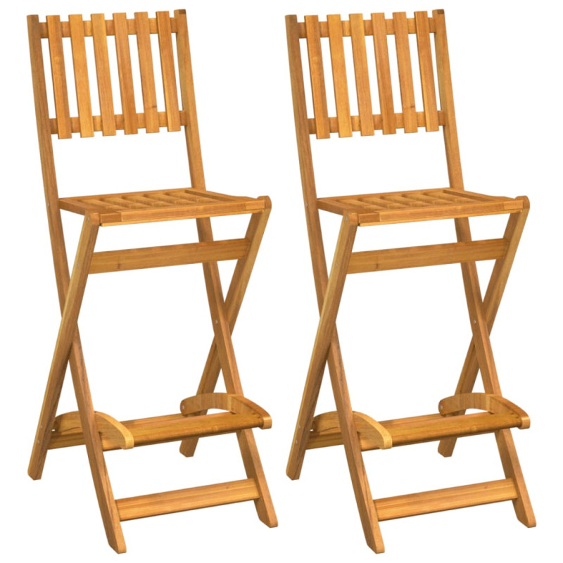 Tabourets de bar d extérieur pliants lot de 2 Bois d acacia