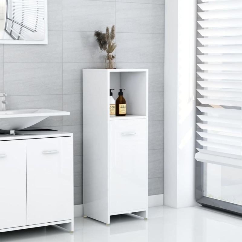 Armoire de salle de bain Blanc brillant 30x30x95 cm