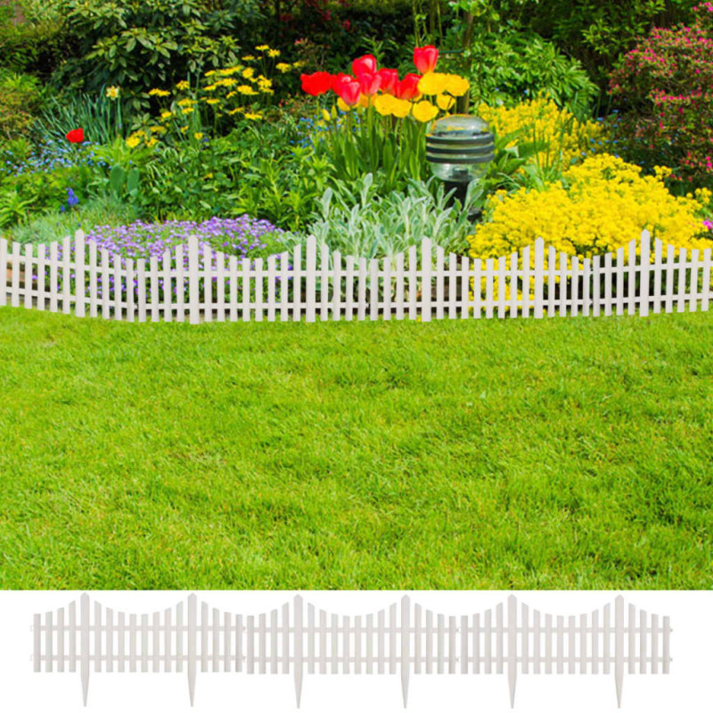 Bordure de pelouse Blanc 17 pcs 10 m