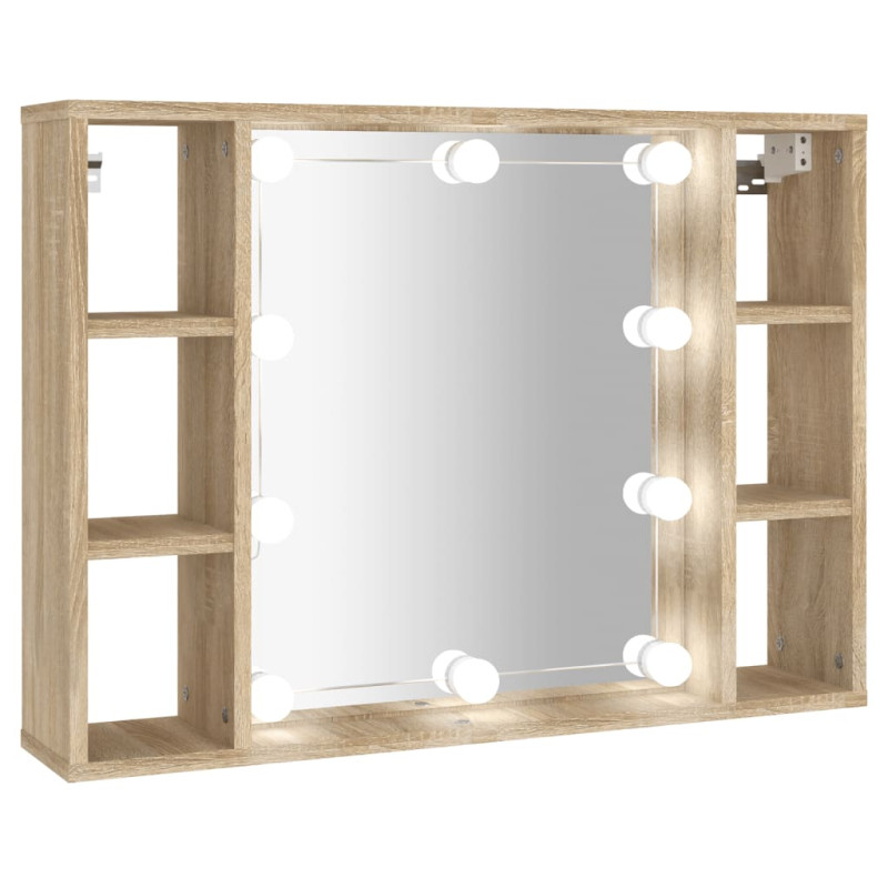 Armoire de miroir avec LED Chêne sonoma 76x15x55 cm