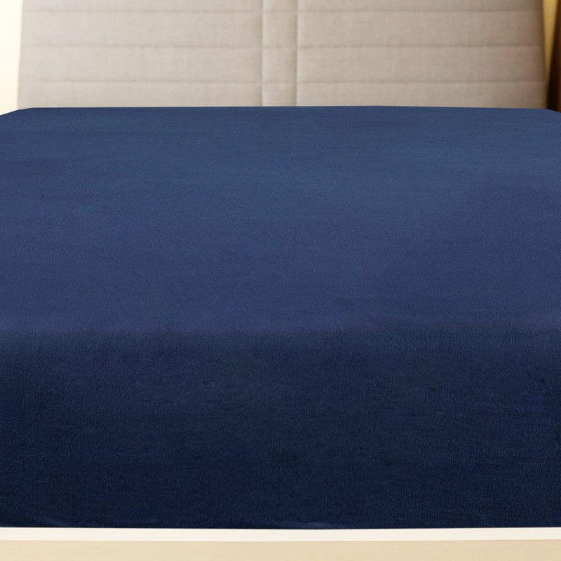 Drap housse Jersey Bleu marine 140x200 cm Coton