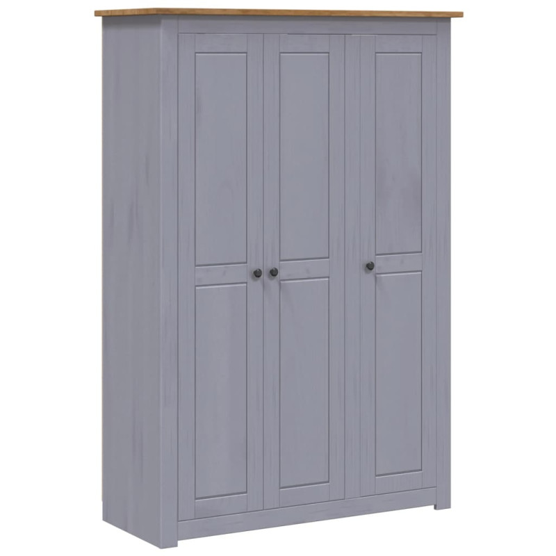 Garde robe 3 portes Gris 118x50x171,5 cm Pin Assortiment Panama