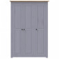 Garde robe 3 portes Gris 118x50x171,5 cm Pin Assortiment Panama