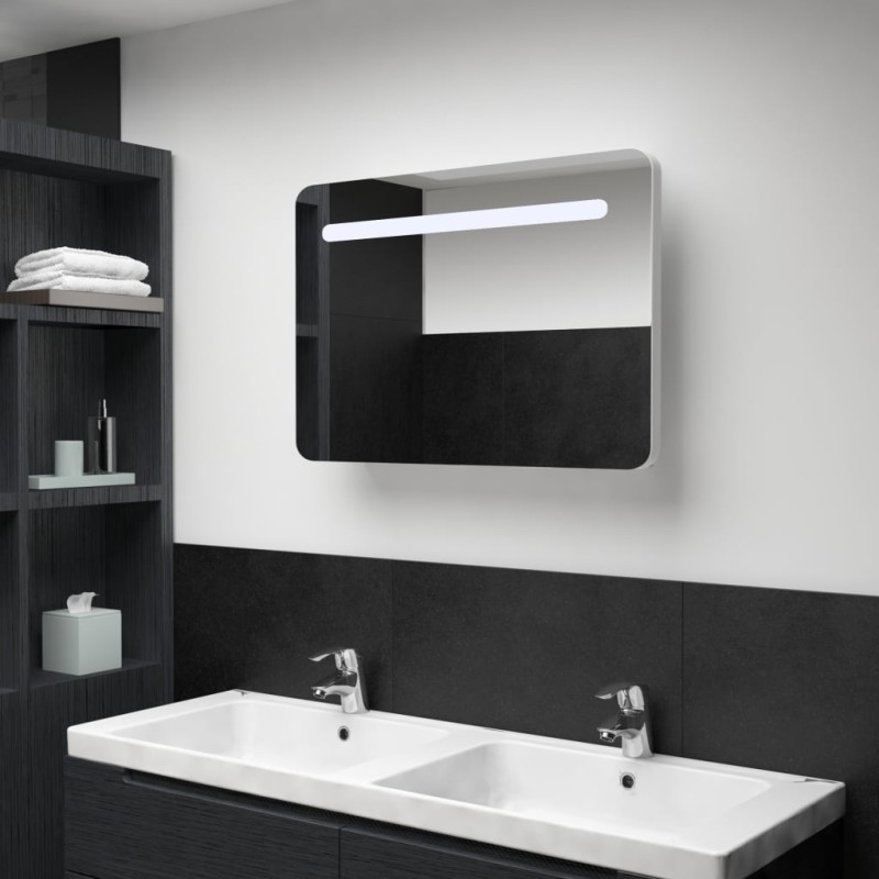 Armoire de salle de bain à miroir LED 80x9,5x55 cm 