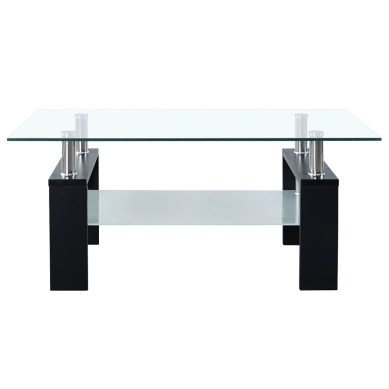 Table basse Noir et transparent 95x55x40 cm Verre trempé