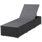 Chaise longue avec coussin Résine tressée Noir