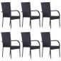 Chaises empilables d extérieur lot de 6 Résine tressée Noir