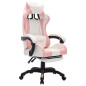 Fauteuil de jeux vidéo avec LED RVB Rose et blanc Similicuir