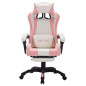 Fauteuil de jeux vidéo avec LED RVB Rose et blanc Similicuir