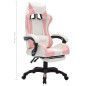 Fauteuil de jeux vidéo avec LED RVB Rose et blanc Similicuir