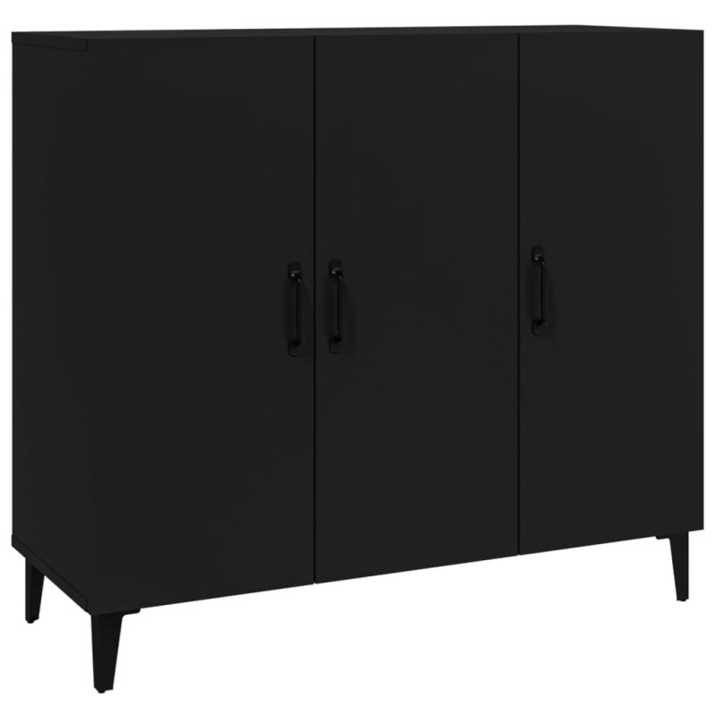 Buffet noir 90x34x80 cm bois d ingénierie