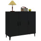 Buffet noir 90x34x80 cm bois d ingénierie